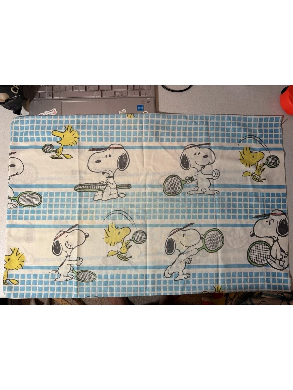 Vintage Tastemaker Peanuts Snoopy Tennis Woodstock Twin Sheet Set 3pc